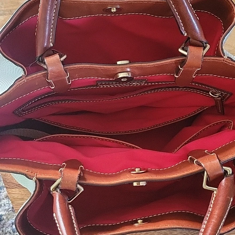 Dooney & Bourke White/Light Blue Lizard Satchel - Picture 5 of 17